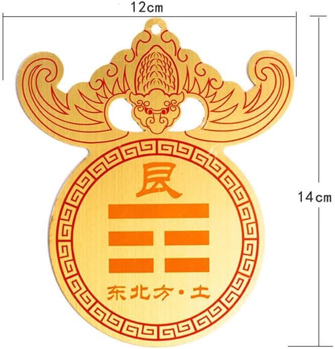Taoist Supplies Amulet Exorcism Bringing Good Luck Mascot Decoration Pendant 纯铜彩绘风水摆件西北角补角牌 八卦乾卦缺角补角牌（1Pcs 坤卦