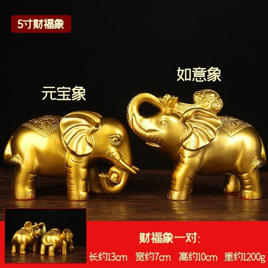 Statue Home and Office Decor for Success and Fortune 铜财富对象摆件 铜大象摆件 铜吸水象摆件 Q-523