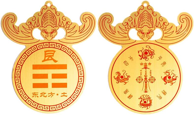 Taoist Supplies Amulet Exorcism Bringing Good Luck Mascot Decoration Pendant 纯铜彩绘风水摆件西北角补角牌 八卦乾卦缺角补角牌（1Pcs 坤卦