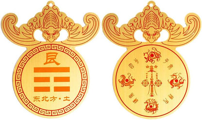 Taoist Supplies Amulet Exorcism Bringing Good Luck Mascot Decoration Pendant 纯铜彩绘风水摆件西北角补角牌 八卦乾卦缺角补角牌（1Pcs 坤卦