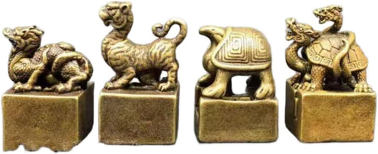 JITUIHOM 盘龙铜印道经师宝印四神道经师宝仿古铜印章道家三宝印 Luck Wealth Feng Shui Decor 457