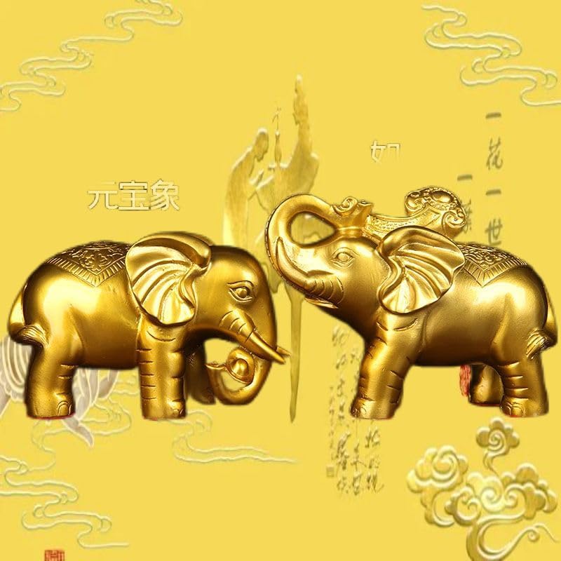 Statue Home and Office Decor for Success and Fortune 铜财富对象摆件 铜大象摆件 铜吸水象摆件 Q-523