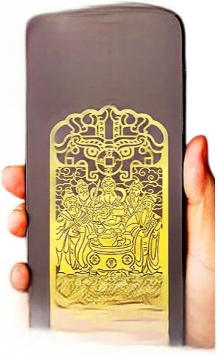 fengshui Lucky Home Office Ornaments 道家五路财神聚宝盆 Golden Wealth Bowl 金属贴招财令