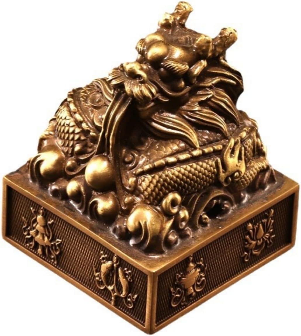 JITUIHOM 盘龙铜印道经师宝印四神道经师宝仿古铜印章道家三宝印 Luck Wealth Feng Shui Decor 457
