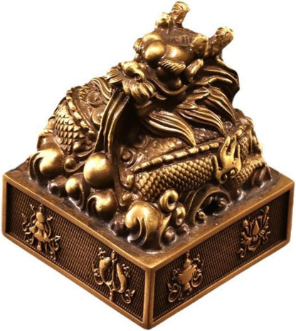 JITUIHOM 盘龙铜印道经师宝印四神道经师宝仿古铜印章道家三宝印 Luck Wealth Feng Shui Decor 457