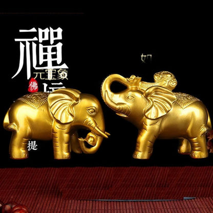 Statue Home and Office Decor for Success and Fortune 铜财富对象摆件 铜大象摆件 铜吸水象摆件 Q-523