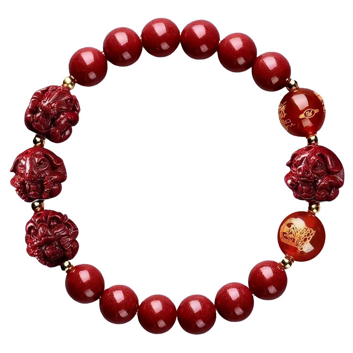 Cinnabar Zodiac Harmony Bracelet, Feng Shui Trine & Sextile Amulet for Good Luck, Spiritual Jewelry for Men & Women.