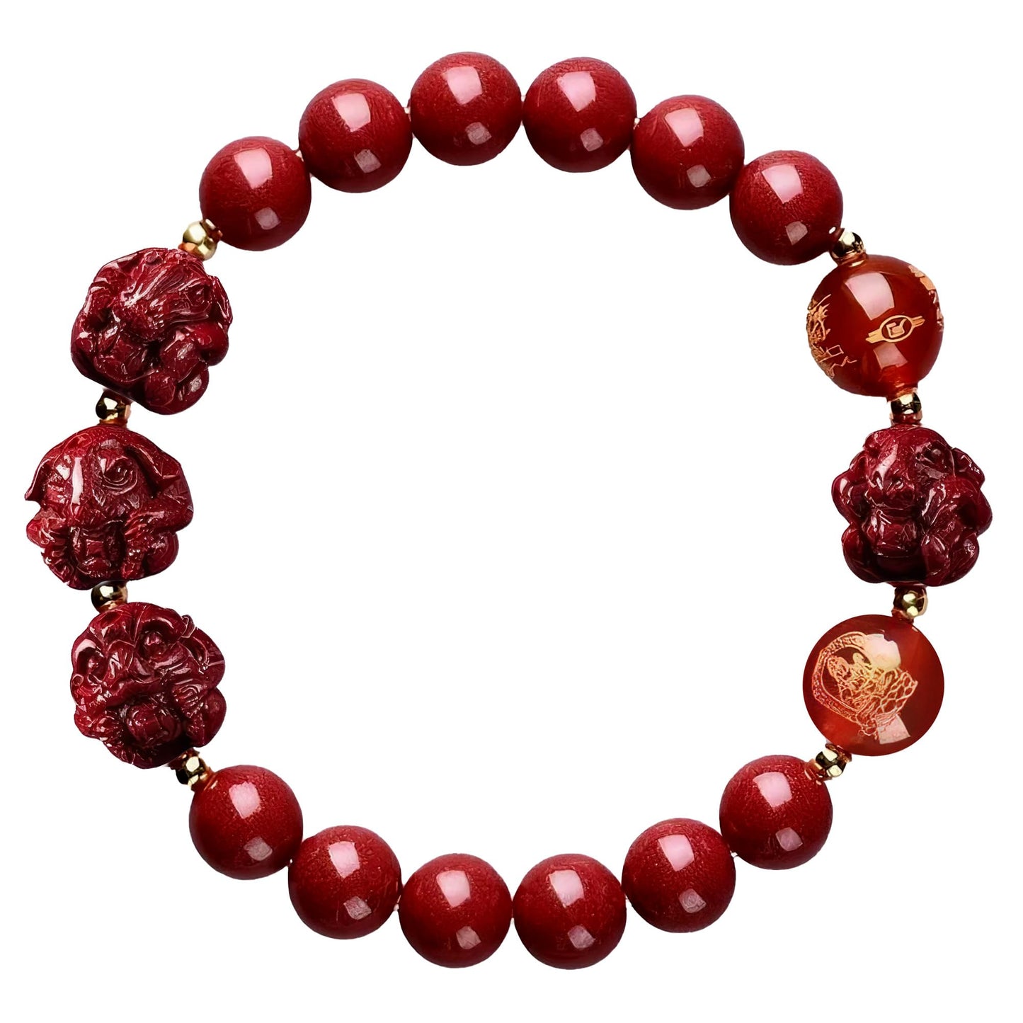 Cinnabar Zodiac Harmony Bracelet, Feng Shui Trine & Sextile Amulet for Good Luck, Spiritual Jewelry for Men & Women.