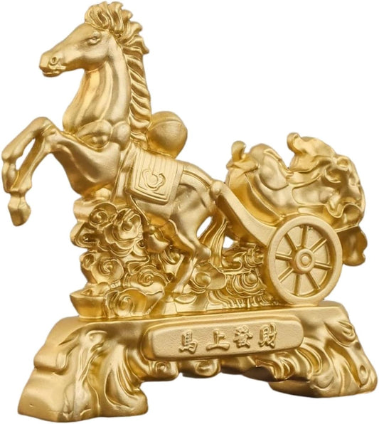 Fengshui Attracting Wealth for Living Room Bedroom Decorations,马上发财金色马摆件中式家居