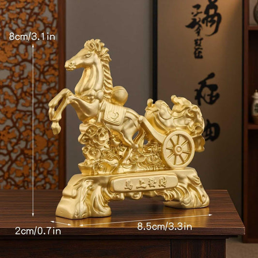 Fengshui Attracting Wealth for Living Room Bedroom Decorations,马上发财金色马摆件中式家居