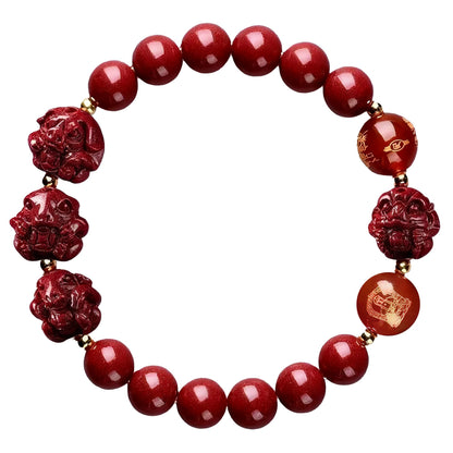 Cinnabar Zodiac Harmony Bracelet, Feng Shui Trine & Sextile Amulet for Good Luck, Spiritual Jewelry for Men & Women.