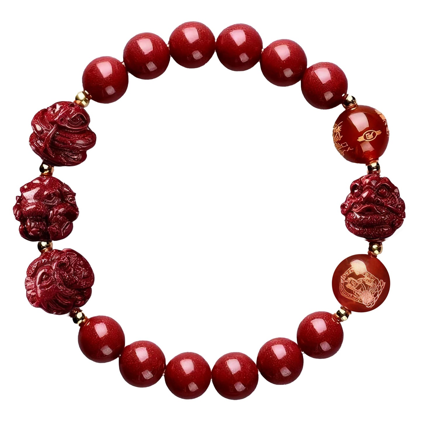Cinnabar Zodiac Harmony Bracelet, Feng Shui Trine & Sextile Amulet for Good Luck, Spiritual Jewelry for Men & Women.