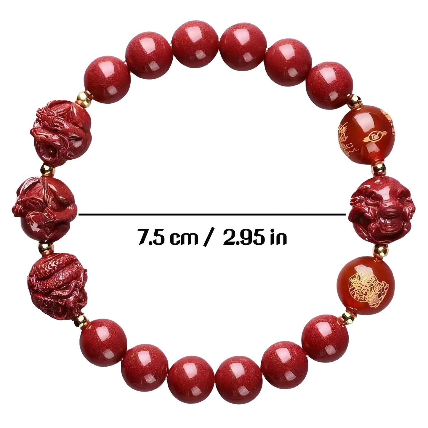 Cinnabar Zodiac Harmony Bracelet, Feng Shui Trine & Sextile Amulet for Good Luck, Spiritual Jewelry for Men & Women.