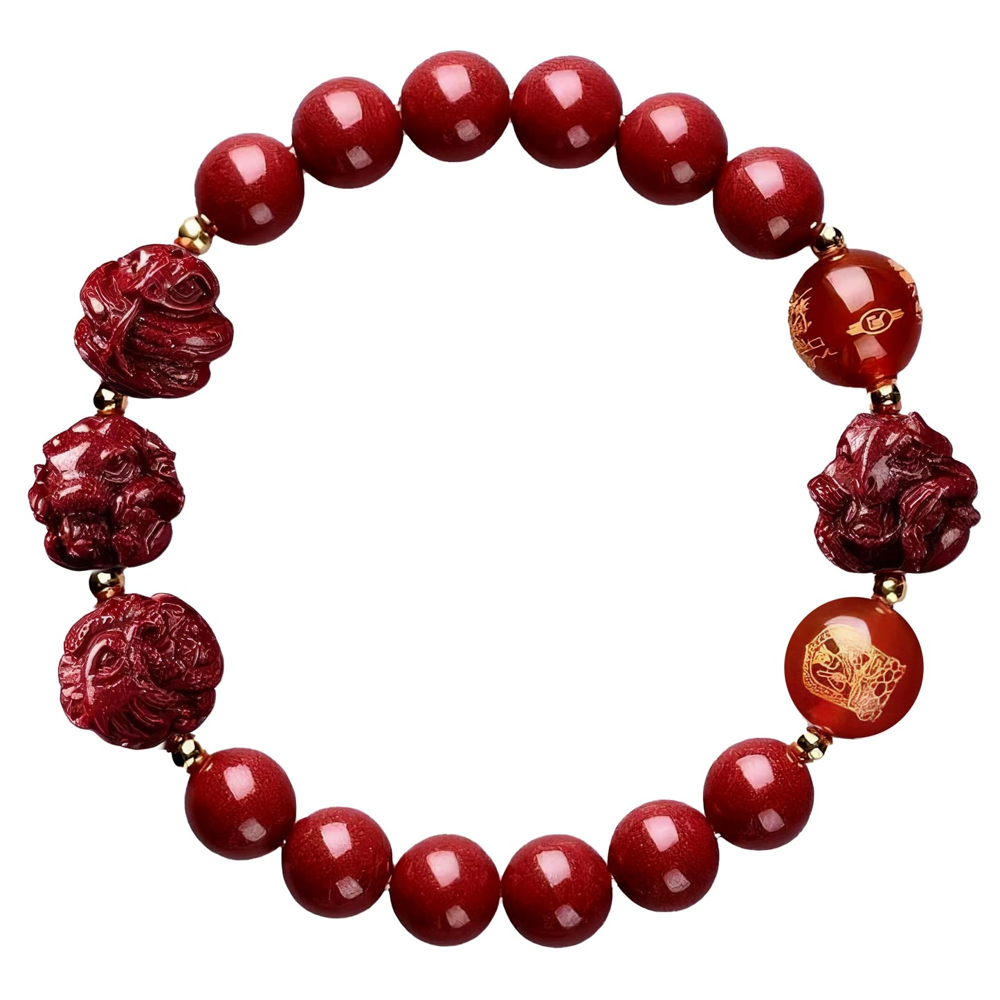 Cinnabar Zodiac Harmony Bracelet, Feng Shui Trine & Sextile Amulet for Good Luck, Spiritual Jewelry for Men & Women.