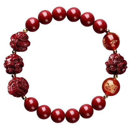 Cinnabar Zodiac Harmony Bracelet, Feng Shui Trine & Sextile Amulet for Good Luck, Spiritual Jewelry for Men & Women.