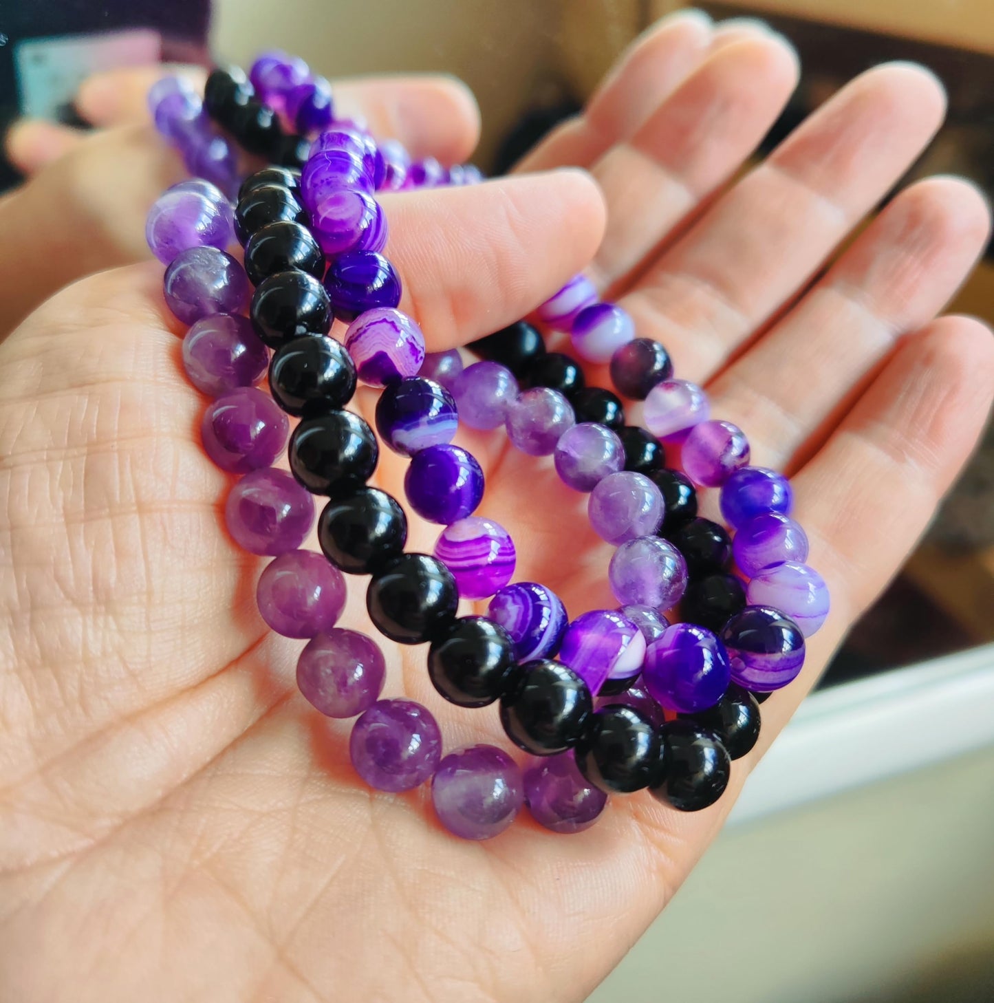 WFJ Black Obsidian Hematite Triple Protection Bracelets Set - Tiger Eye Beaded Natural Stone Bracelet for Men Women Gemstone (10MM)