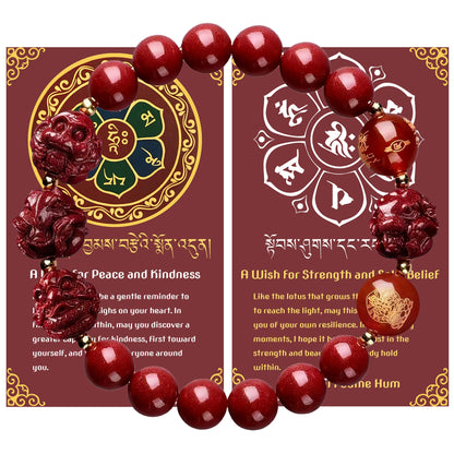 Cinnabar Zodiac Harmony Bracelet, Feng Shui Trine & Sextile Amulet for Good Luck, Spiritual Jewelry for Men & Women.