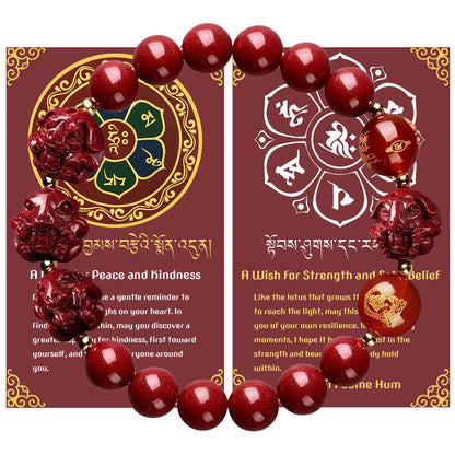 Cinnabar Zodiac Harmony Bracelet, Feng Shui Trine & Sextile Amulet for Good Luck, Spiritual Jewelry for Men & Women.