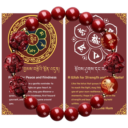 Cinnabar Zodiac Harmony Bracelet, Feng Shui Trine & Sextile Amulet for Good Luck, Spiritual Jewelry for Men & Women.