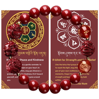 Cinnabar Zodiac Harmony Bracelet, Feng Shui Trine & Sextile Amulet for Good Luck, Spiritual Jewelry for Men & Women.